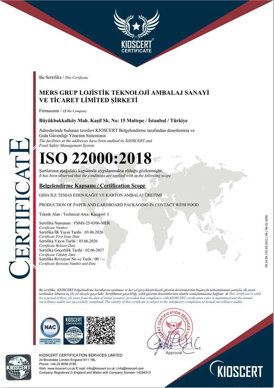 ISO 22000:2018 sertifikası
